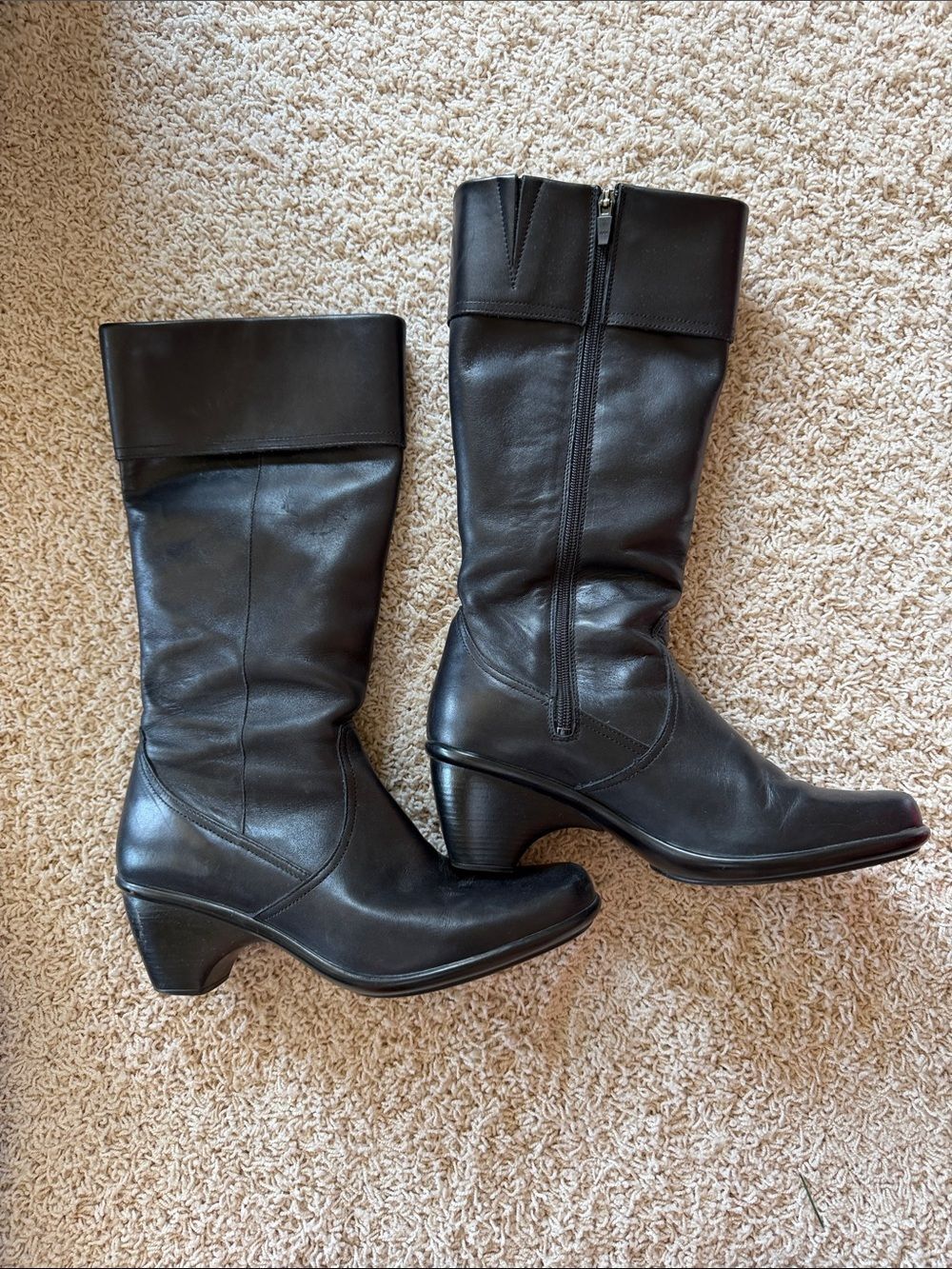 Dansko Black Leather Knee-High Heeled Boots